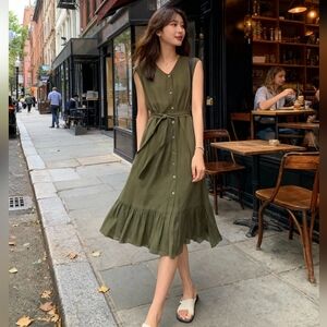 Nanette Lepore Olive Green Midi Dress